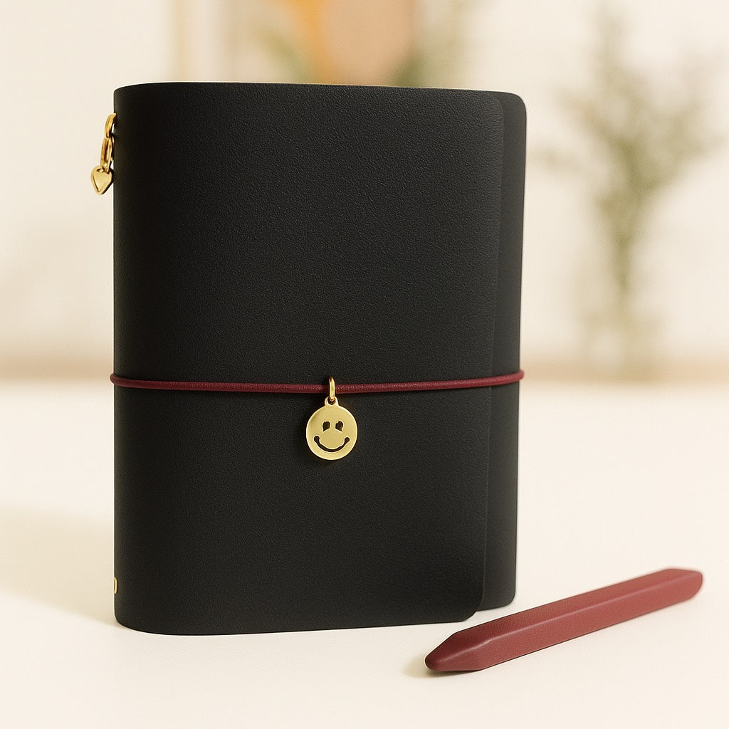 Black A5 Trifold Leather Notebook