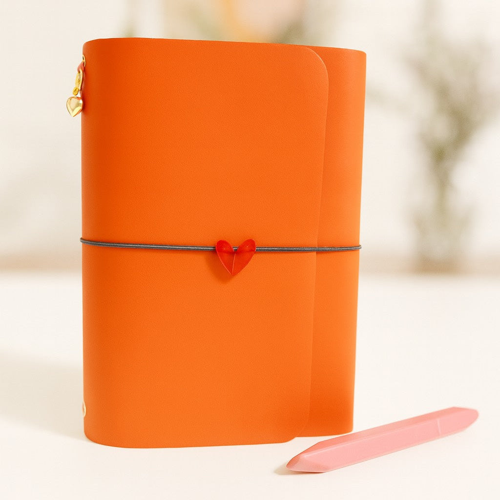 Orange/Red A5 Trifold Leather Notebook