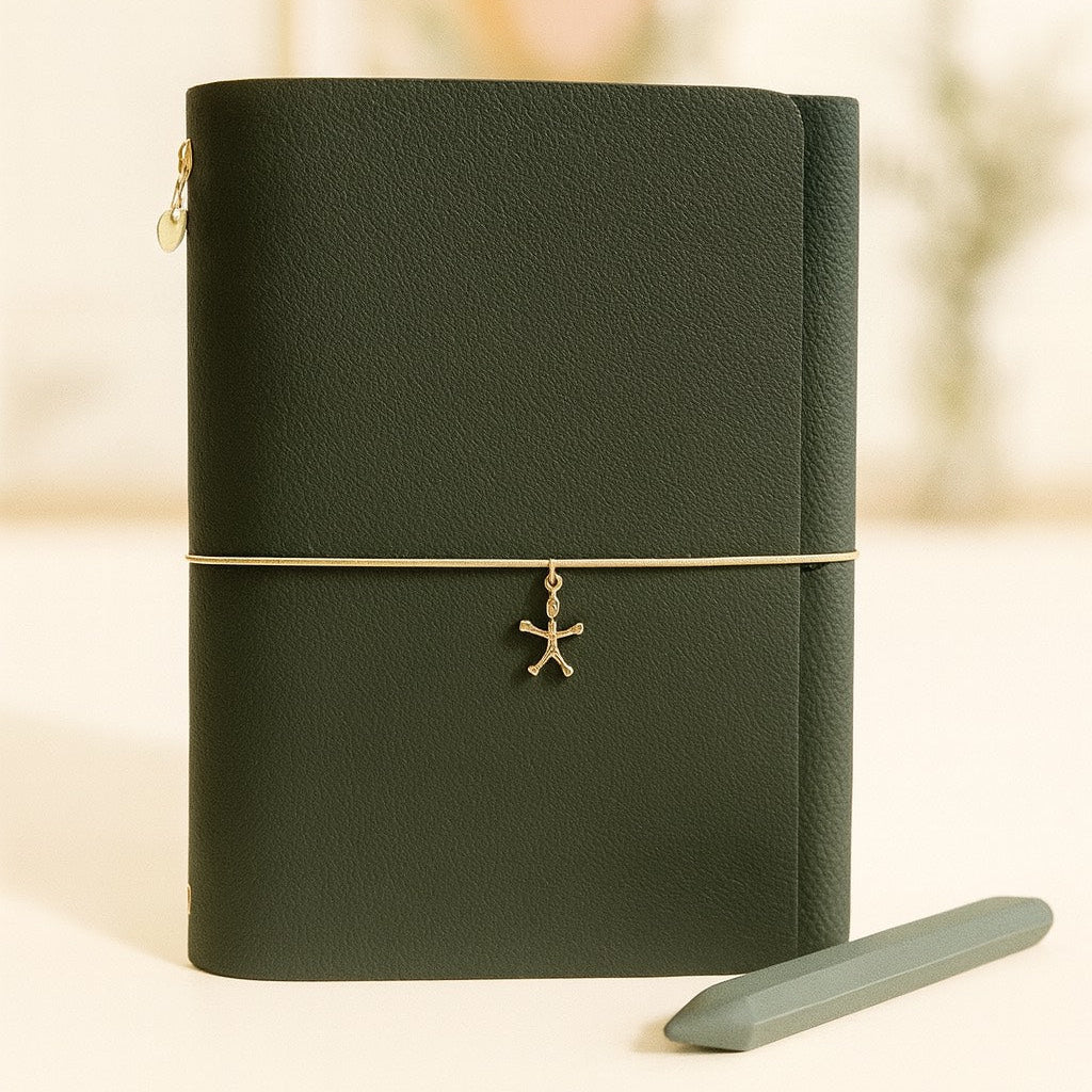 Green A5 Trifold Leather Notebook