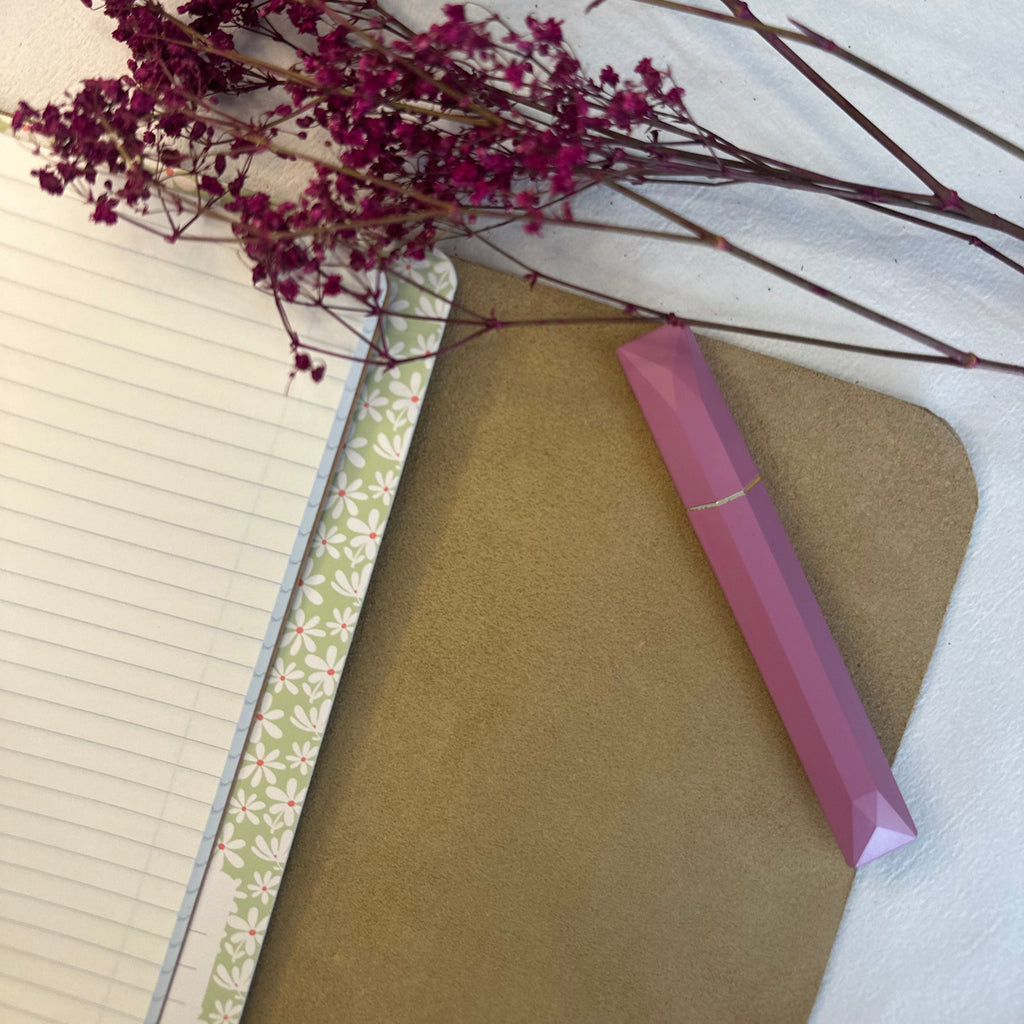 Beige A5 Trifold Leather Notebook