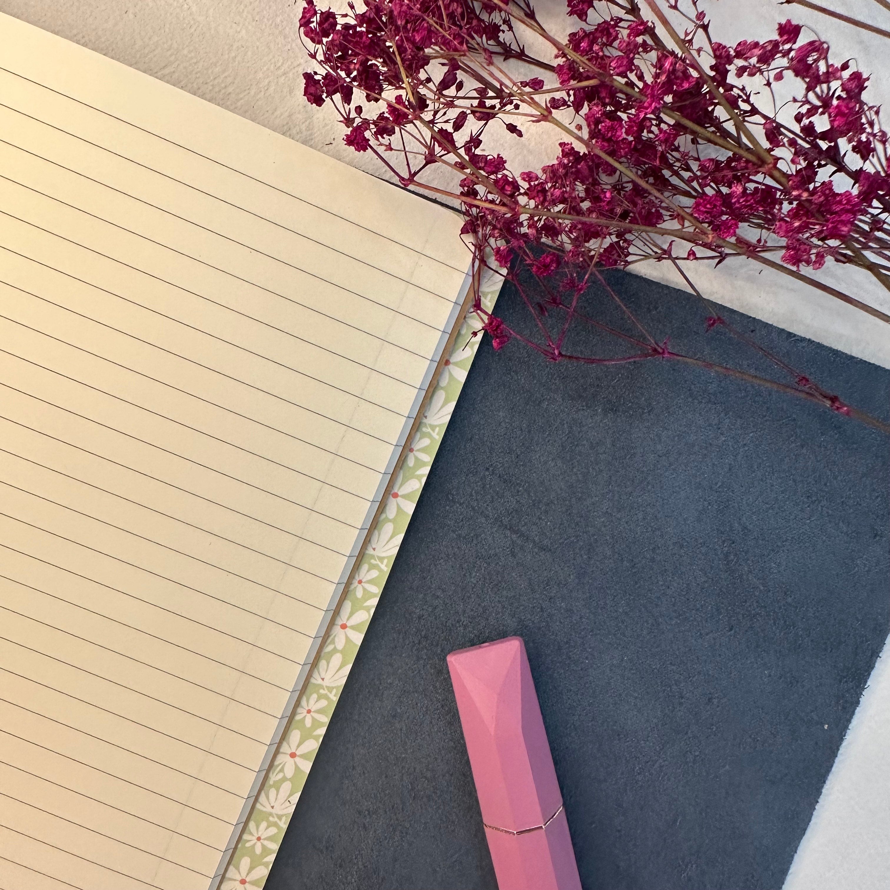 Blue A5 Trifold Leather Notebook